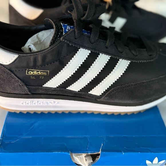 ADIDAS SL 72 RS SHOES KIDS SIZE 6 CORE BLACK/WHT/BLU BRAND NEW IN BOX - Picture 9 of 15